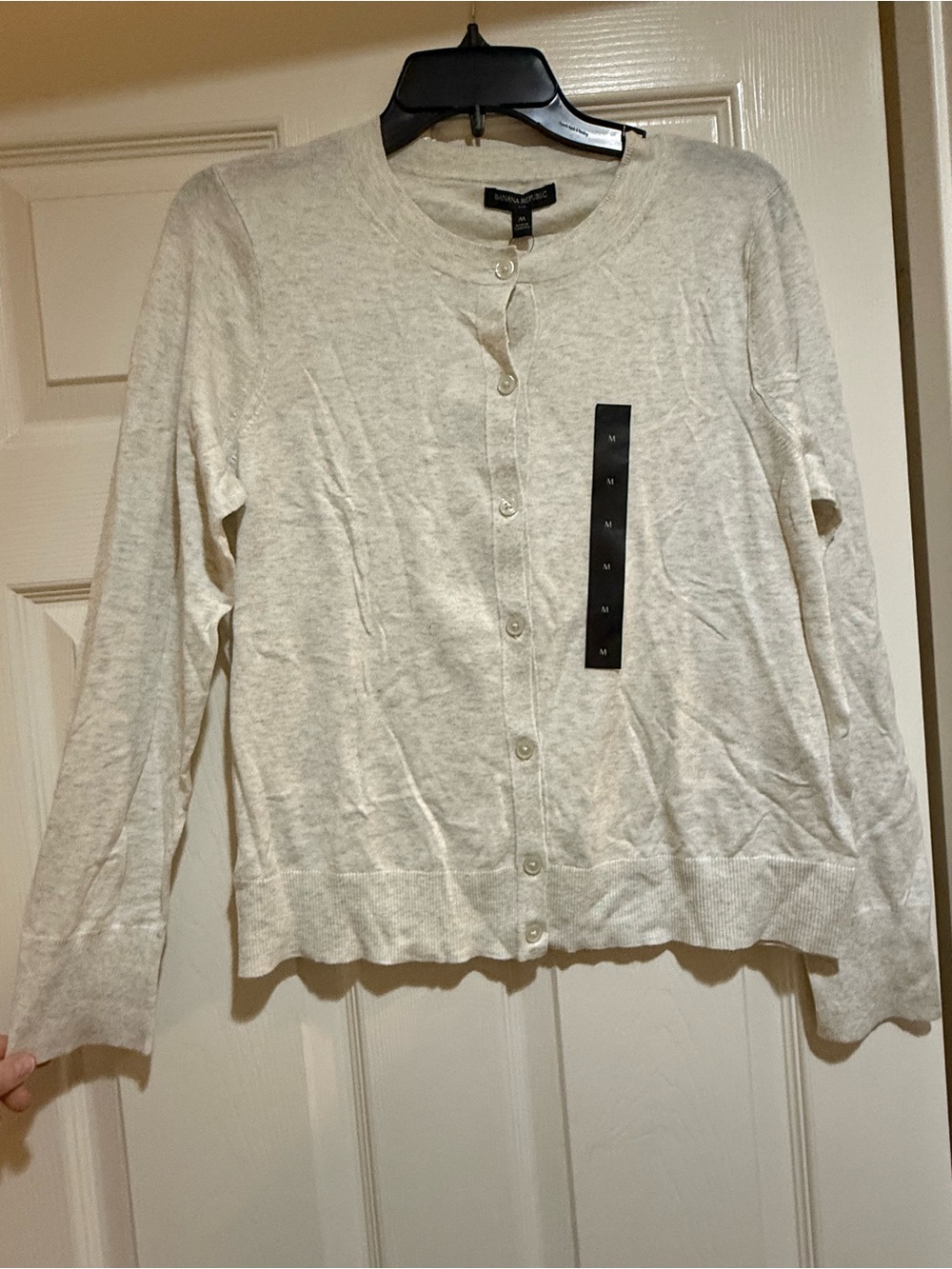 Banana Republic Heather Grey Button-Front Lightweight Cardigan
